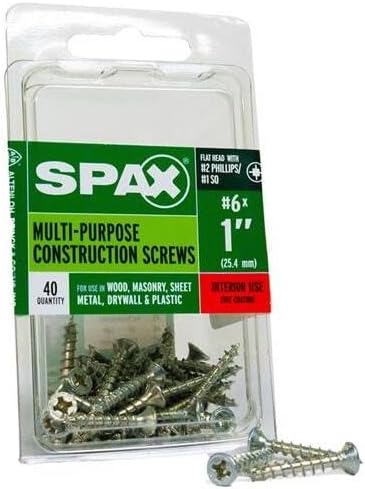 Multi-Material Screw No. 6 X 1 Zinc Phillips/Square Multiple Material Thread Flat Head Box 40 | Zinc finish, Phillips/square drive, multi‑material thread, flat head design, SPAX screw set, box of 40, 4101010350252