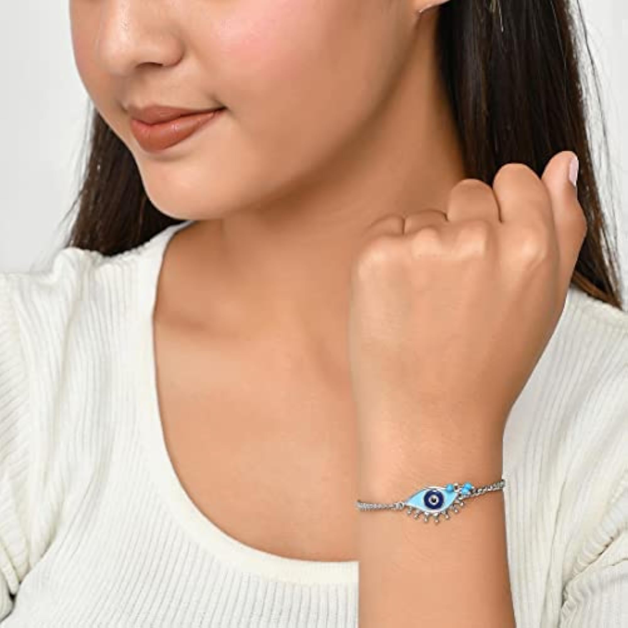 Evil Eye Oxidized Chain Bracelet for Protection