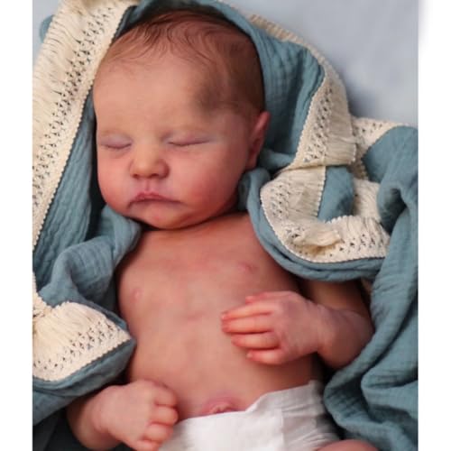 Lonian Reborn-Baby-Puppen 19 Zoll lebensechte Baby-Puppe Real Life Baby-Puppen, die Aussehen echte weiche schlafende Neugeborene Baby-Puppen Spielzeug (Junge) – Bild 4