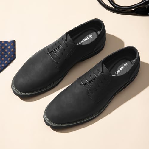 Bruno Marc Męskie buty wyjściowe oksfordy lekkie sznurowane buty klasyczne męskie Derby Formalny garnitur, Czarny (Black), 47 EU