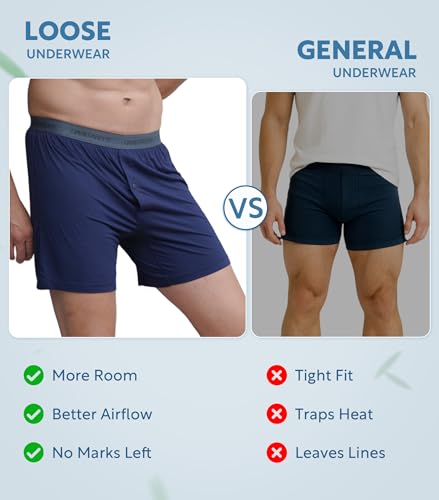 Image of DAVID ARCHY Men's Bamboo Rayon Boxers Breathable Cooling Mens Boxer Shorts with Button Fly Relaxed Fit Underwear 3 /4 /5 Pack
