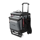 Titan by Arctic Zone Deep Freeze 60 (50+10) Can Wheeled Cooler - Collapsible Rolling Cooler with Wheels and All-Terrain Cart, Sharkskin Gray