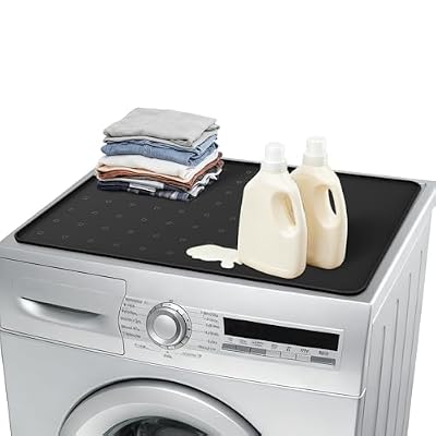 WZGUSXN Washer Dryer Countertop 26"x18" – Silicone Topper Mat for Front Load Machines | Creates a Laundry Folding Station & Protects from Spills, Scratches & Noise 1 Pack(Black)