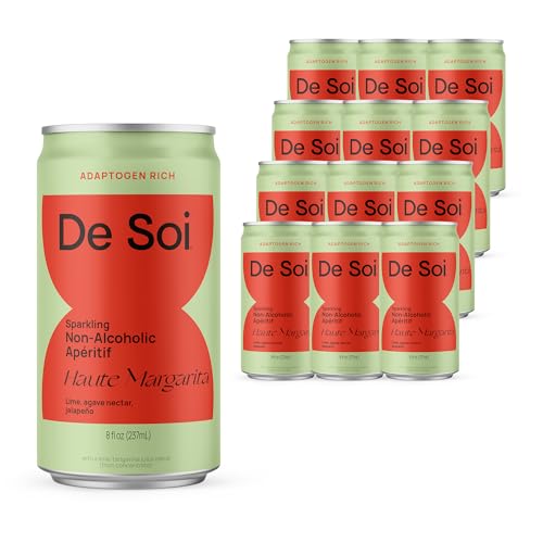 De Soi Haute Margarita Mocktails NA Drinks 8 fl oz (12-pack) - Adaptogen Drink, Sparkling Drink with Calming Botanicals, Mocktail Drinks, Gluten Free, No Artificial Flavors