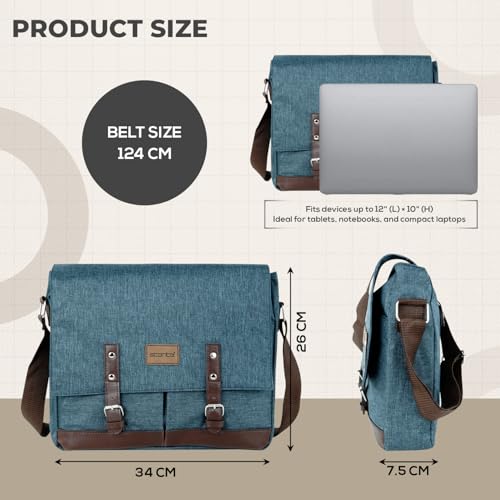 Image of Storite Laptop Messenger Bag for Men & Women - Water-Resistant Office Shoulder Bag with Multiple Pockets, Adjustable Strap & Leatherette Detailing (26 x 7.5 x 34 cm)