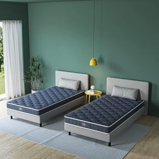 BedStory Mattress, Single Mattress High-density Foam Bonnell Spring Hybrid Mattress Breathable Mattress with Fire Resistant Medium Firm Mattress in a Box, Gray 90x190x14cm