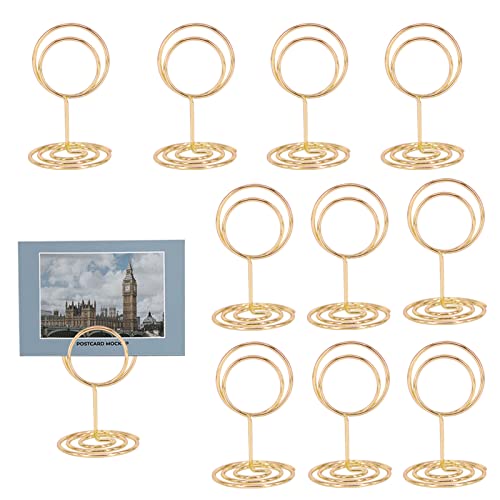 10Pcs Gold Table Number Holders 2 inch Mini Place Card Holder Table Number Stands Memo Holder Stand Photo Clip Holder Stand Table Top Photo Holders Metal Card Table Holder for Wedding Party Restaurant