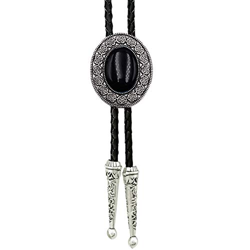 Cravate cowboy bolo tie cuir véritable fleur amérindienne strass et style rétro