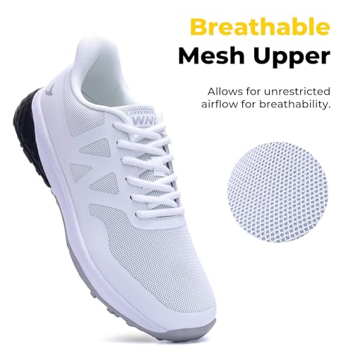 Image of Men's Spiked Golf Shoes Slip-On Waterproof Non-Slip Lightweight Outdoor Walking Shoes for Golfers Footwear US Size 7-12