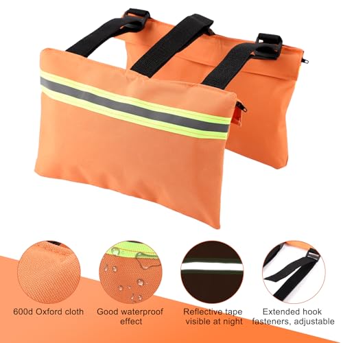 Image of RV Sewer Weight Bag, 600D Oxford Cloth Camper Trailers Sewer Support Bag RV Hose Fastening Device with Reflective Strip RV Sewer Weights Hold Down Accessories, Reduce Accidental Spillage (Orange)