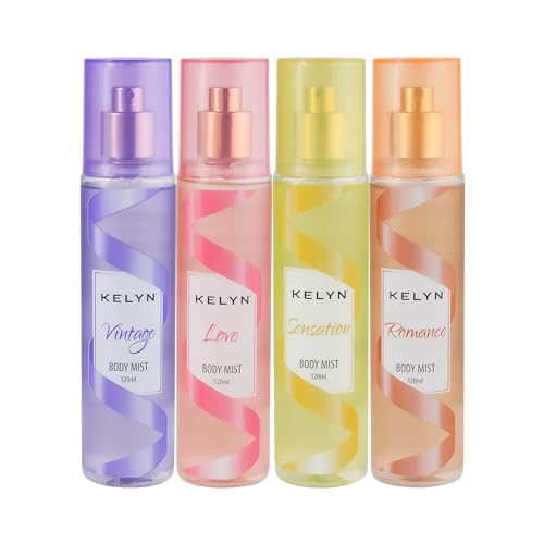 KELYN Body Mist Perfume For Women Long Lasting Fragrance Upto 8 Hours No Gas Perfume Gift For Girls (Pack of 4, 120ml each) KELYN Body Mist Perfume For Women Long Lasting Fragrance Upto 8 Hours No Gas Perfume Gift For Girls (Pack of 4, 120ml each)