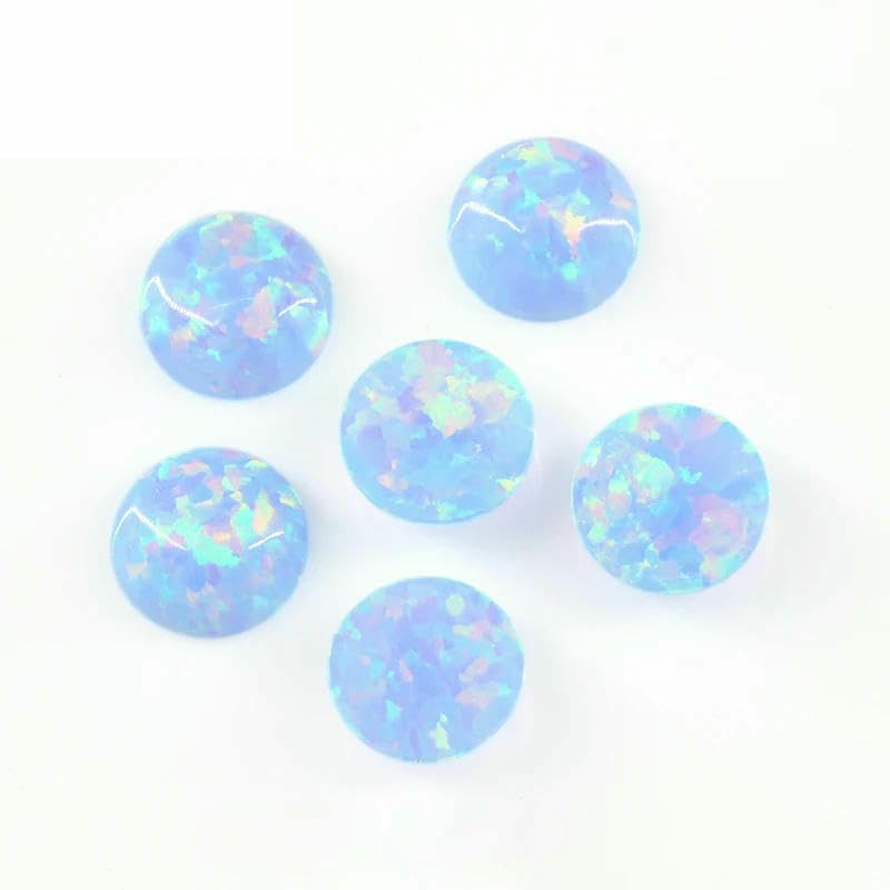 10 Stück lose Opalperlen, flache Cabochon-Schmucksteine, gemischte synthetische Edelsteine, runde, mehrfarbige Opale – OP05 – 10,0 mm, 10 Stück