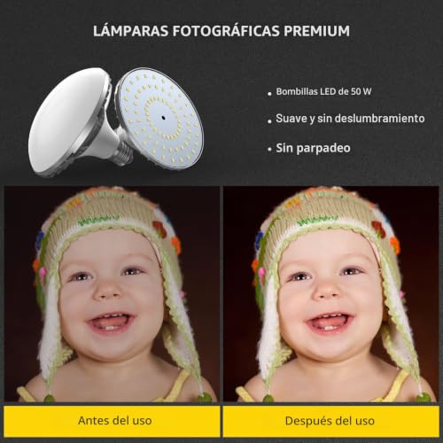 Kit de iluminación continua LED de 50W con dos ventanas softbox para evitar sombras oscuras 2