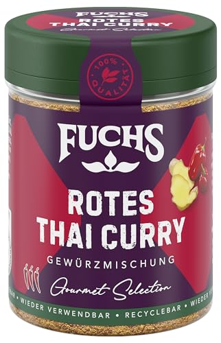 Fuchs Gourmet Selection Asien – Rotes Thai Curry Gewürzmischung, nachfüllbarer Gewürz Mix, ideal zum Verfeinern von Fleisch Curries oder vegetarischen Gemüse-Varianten, vegan, 60 g