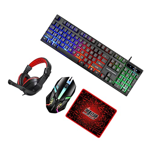 Clavier rétroéclairé 104 touches et pack accessoires pour bureau et session gaming