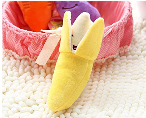 Oulensy Hund Haustier-Welpen-Plüsch-Ton Chew Quietsche Obst Banane Paprika Aubergine Spielzeug (Banane)