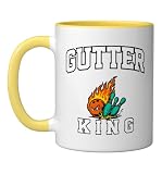 Bowling Gutter King Funny Bowler Humor Ceramic Mug, Yellow/White, 11oz