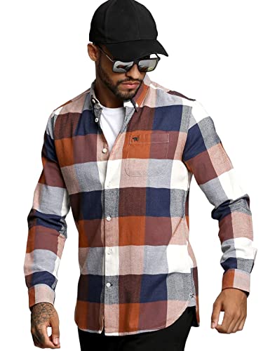 Image of THE BEAR HOUSE Men's Cotton Multi Checked Slim Fit Shirt |Multicolored |3XL |TBH-LENO-MC-3XL |