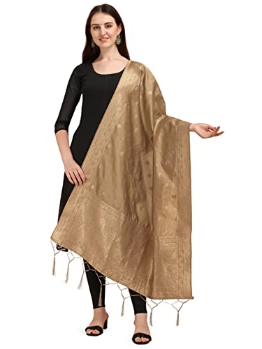 Image of DEVANGI Women's Woven Banarasi Silk Dupatta /Chunni For Women, Floral Print 1 Meter Wide and 2.3 Meter Length Printed Designer Dupatta /Chunni For Girls