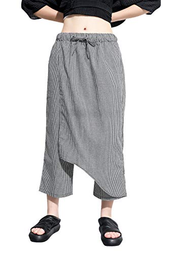 ellazhu Women Casual Loose Side Pockets Fashion Cropped Harem Pants GY2467 Black