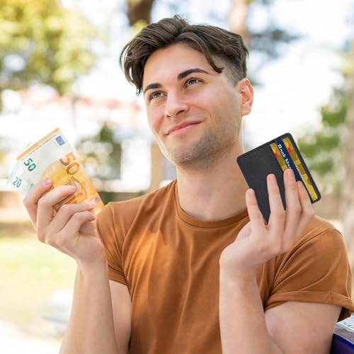 Slim Minimalist Front Pocket Wallet, RFID Blocking Credit Card Holder Card Cases with ID Window(QB05 Orange)3