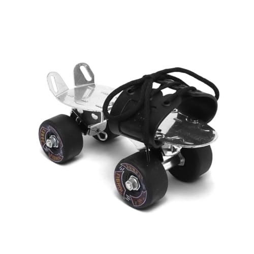 Image of Jonex Unisex Fibrol Adjustable Quad Roller Skates for Junior Kids (3-6 Years), Indoor Outdoor Wheels, Metal Body, 51 mm Wheels, Color - Black
