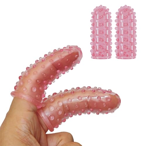 2Pcs Pink Finger Sleeve Finger Condoms Female Sex Toy Finger Vibrator Accessories Vaginal G-Spot Stimulator Anal Sex Toys BDSM Sex Novelties Games for Adults Women Men Couples Lesbian