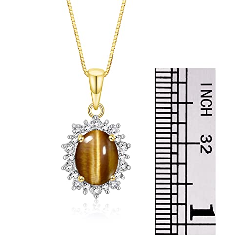 Image of Rylos Women's Yellow Gold Plated Silver Princess Diana Ring & Pendant Set. Gemstone & Diamonds, 9X7MM Birthstone. Matching Friendship Jewelry, Sizes 5-10.