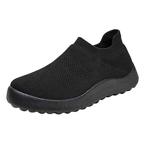 Generic Fashion Summer Men Sports Shoes Flat Bottom Lightweight Slip On Flying Woven Mesh Breathable Comfortable Solid Color Casual Style Sneaker Boots for Men Blvd (Black, 10.5)
