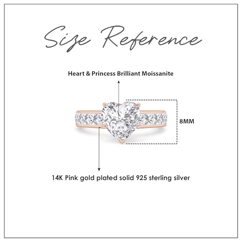 925 Sterling Silver 7MM Heart Cut Lab Created Moissanite Diamond Solitaire Wedding Engagement Ring For Womens (VVS1 Clarity, 2.50 Cttw)2
