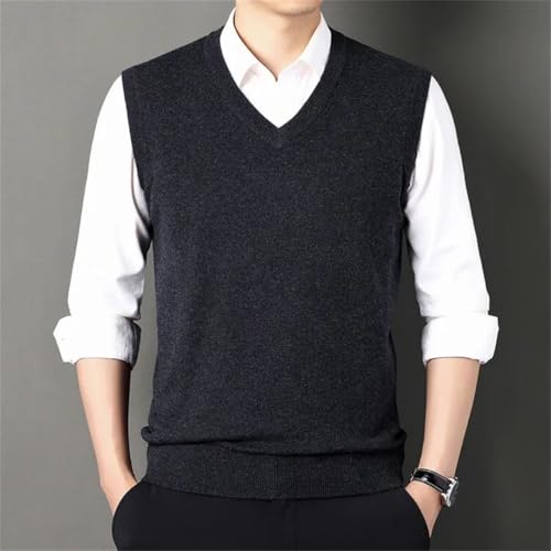 Men’S Sleeveless V-Neck Knit Sweater Vest Single Breasted Casual Solid Flat Knitted Waistcoat3
