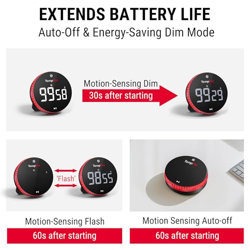 Image of TempPro 99-Hour Digital Kitchen Timer with Strong Magnetic & Stable Stand, Classroom Timers with 3-Volume-Level, Stopwatch with Large LED Display, Digital Timers for Classroom(Previously ThermoPro)
