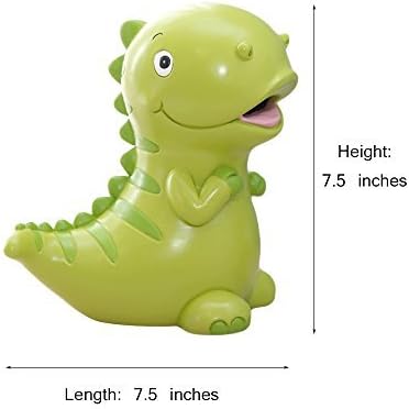 Miniatura 2 de WAIT FLY 7.5 x 7.5 pulgadas, bonito dinosaurio verde en forma de hucha de resina de gran tamaño, banco de monedas, banco de dinero, el mejor regalo