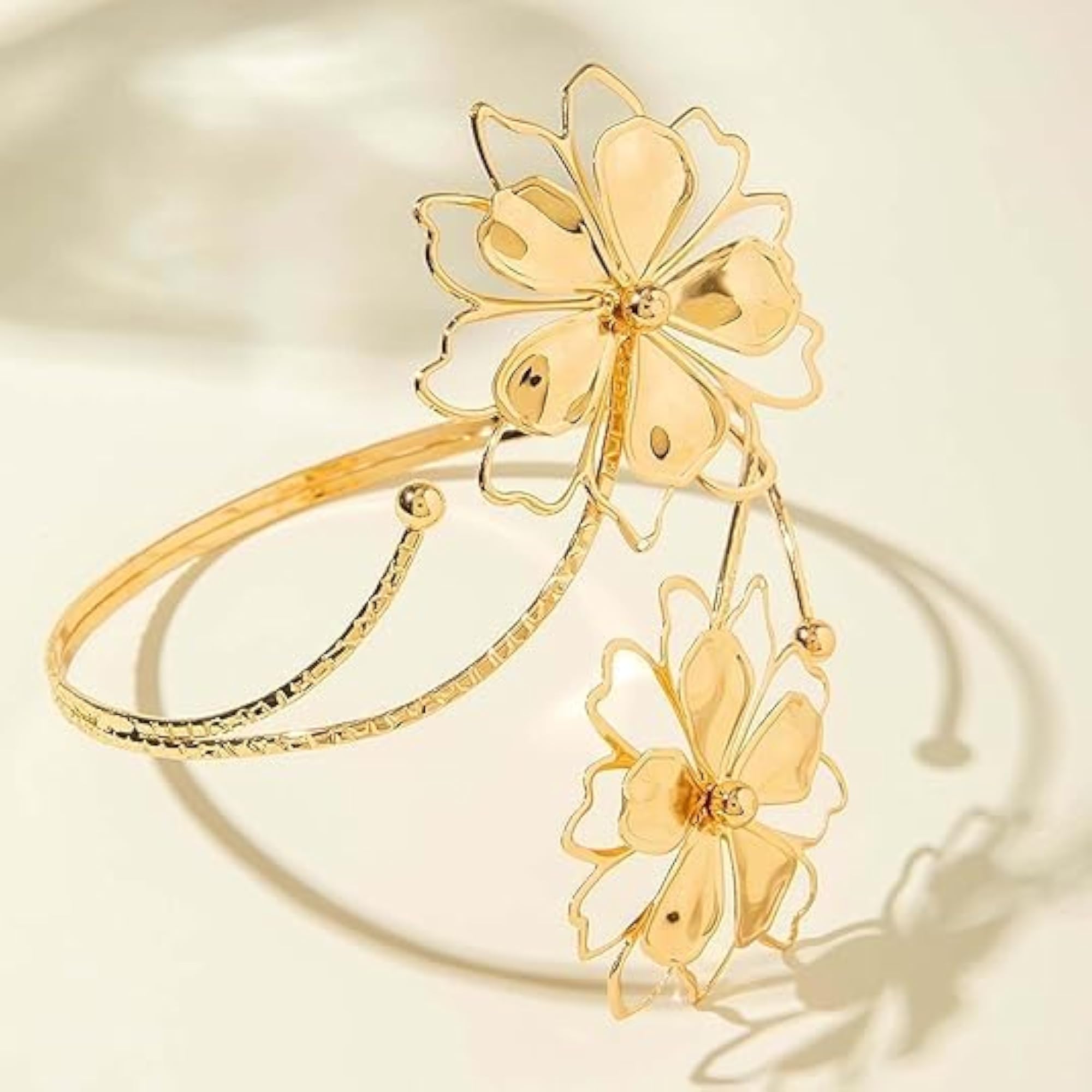 Bohemian Floral Design Adjustable Arm Cuff Jewellery