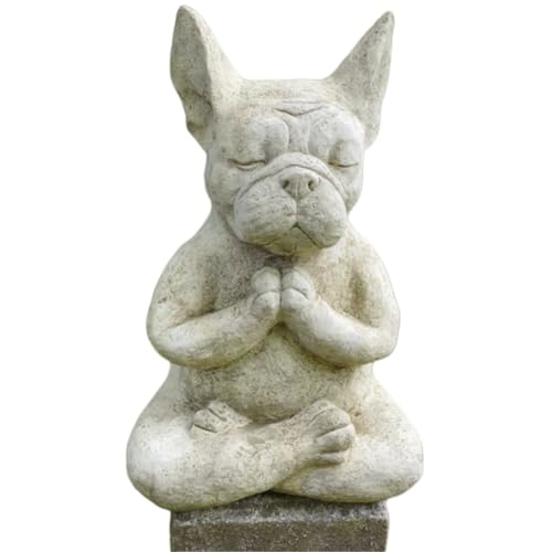 YWHWXB Figurina di bulldog francese meditante, statua di Buddha cane Zen Yoga, decorazione da collezione per casa e giardino