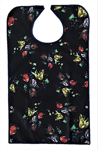 New Adult BIB Apron Clothes Protector Wipe PVC Waterproof Elderly Dining Washable Pretty Floral