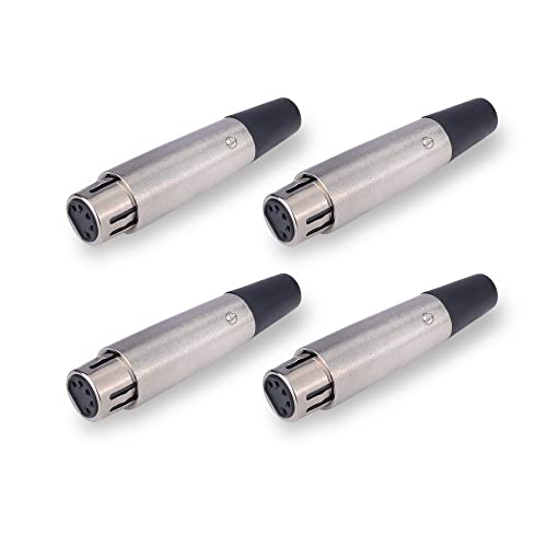 Image of MX 3 Pin XLR Microphone Connector pin Pure Copper Nickel Plated Pins1 for High Conductivity microphone (5-Pin XLR Female, Pack of 4, Female Connector)