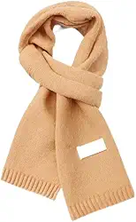 Cachecol de malha macia para mulheres – Cachecol aconchegante de inverno de cor sólida, acessório moderno de outono, perfeito para casais e estudantes, Caqui, 63.04 * 8.67in