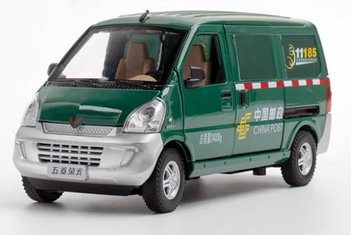 Image of 1:24 Scale Multicolor Wuling Postal Van Toy Car | Metal Pullback Diecast Truck with Openable Doors, Sound, Light Effects for Kids and Car Enthusiasts