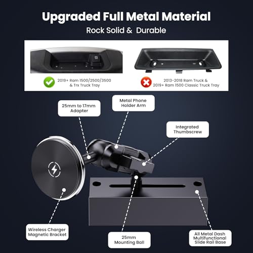 Image of Wireless Charging Phone Mount for 2019-2026 Dodge RAM 1500 2500 3500 Trx