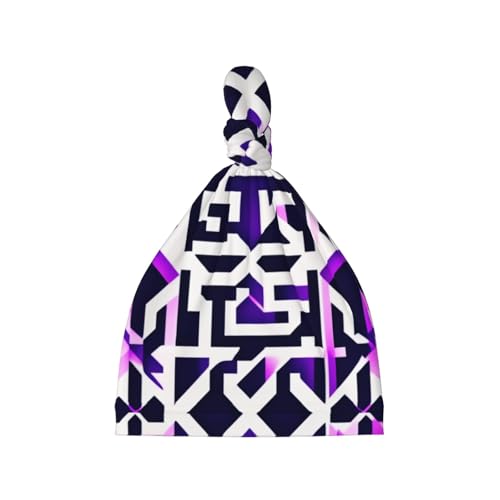 Baby Beanie Purple Maze Knotted Hat - Soft, Warm, Comfortable, Headwear for Newborns, 0-6 Months
