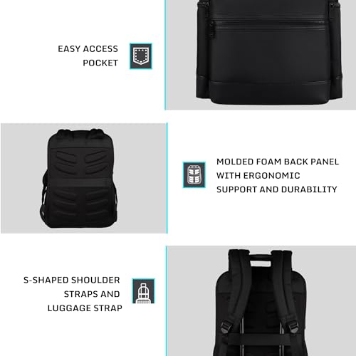 Image of F Gear Varello 23L Premium Black Tech Laptop Backpack|USB & Type-C Charging Ports|2 Compartments, 3 Pockets|Fits 17-inch Laptop|Water-Resistant, Tablet Sleeve, Luggage Strap|Work & Travel Backpack