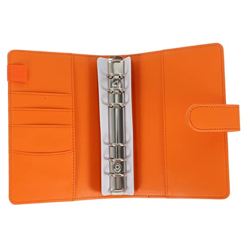 jojofuny Pu Leather Cover Accounting Notebook Binder Easy Wipe Protective Shell