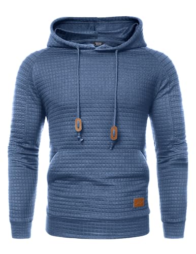 COOFANDY Mens Hoodies Pullover Casaul Long Sleeve Drawstring Waffle Knit Hooded Sweatshirt with Kanga Pocket - Image 5