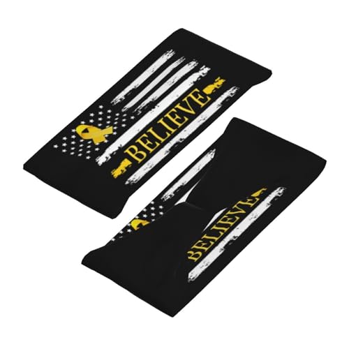 Childhood Cancer Believe American Flag Gold Ribbon Adjustable Sports Headband Moisture Wicking Sweatband for Running Workout4