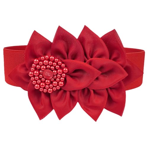 Women Elastic Wide Belt Flower Decor Corset Belts Waist Cinch