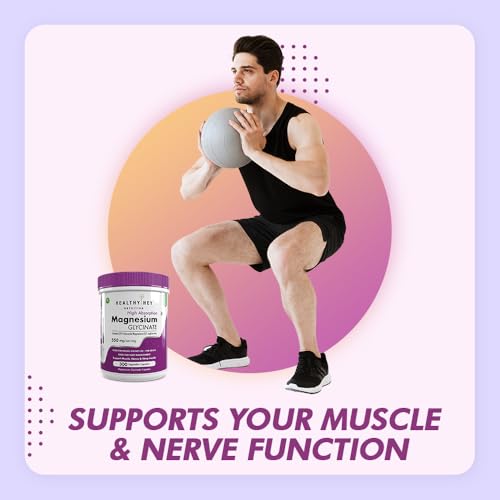 Image of HealthyHey Nutrition Magnesium Glycinate High Absorption for Sleep, Cramps, & Nerves Health -300 Vegetable Capsules