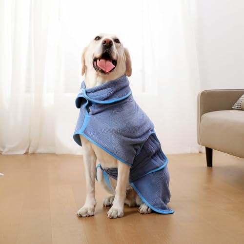 Zorela Hundebademantel, Superweicher Bademantel Hund aus Korallenvlies, Hunde Bademantel Hundehandtuch Extra Saugfähig für nach dem Bad, Strand, Pool
