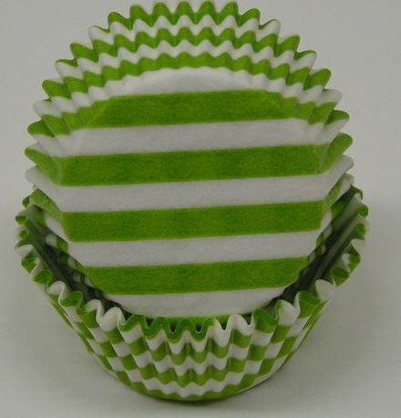 Cakesupplyshop Ck8y3u - 50pack Lime Green & White Stripes & Swirl Standard Cupcake Baking Cup Liners