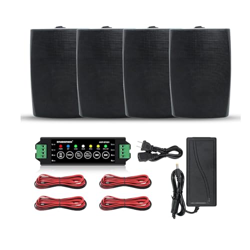 STUDIOFINIX Altavoz Bluetooth de 6,5 Pulgadas 800 W para Exteriores Montaje en Pared (4 Altavoces) (Negro)
